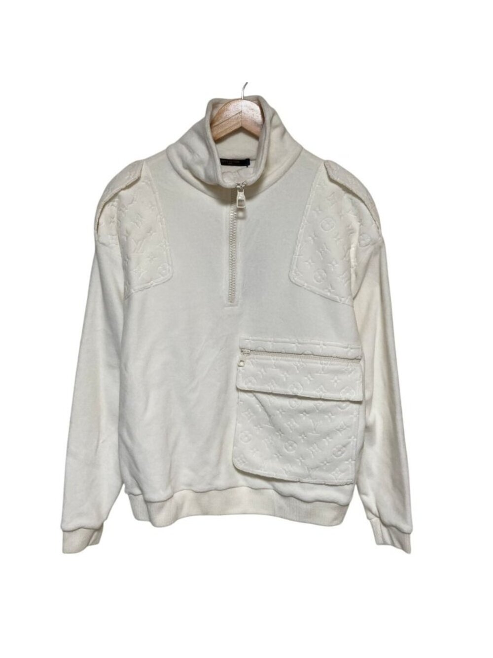 Louis Vuitton Velour Monogram Half Zip Jacket Jza XXS White Spring Summer Fall